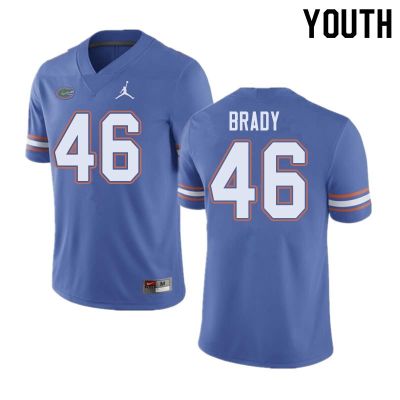 Youth NCAA Florida Gators John Brady #46 Stitched Authentic Jordan Brand Blue College Football Jersey BCV0765WQ